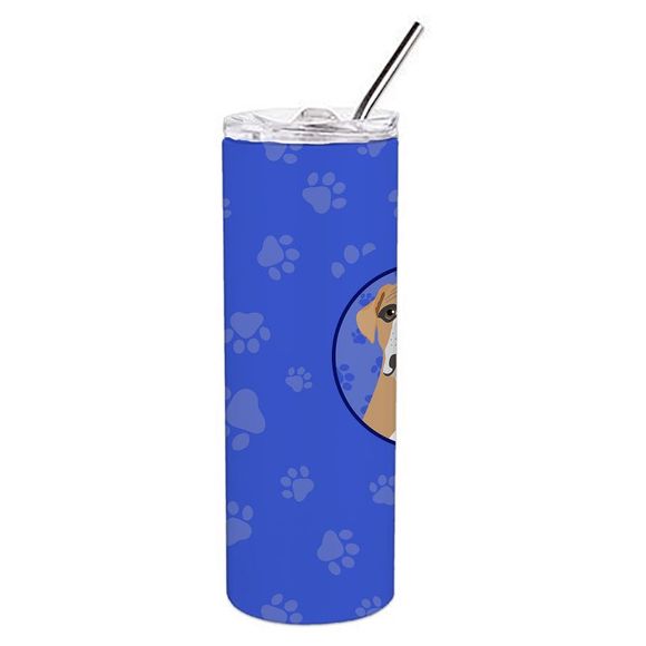 English Bulldog Fawn and White  Stainless Steel 20 oz Skinny Tumbler, Blue - Picture 2 of 4